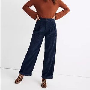 Madewell wide leg corduroy pleated pants